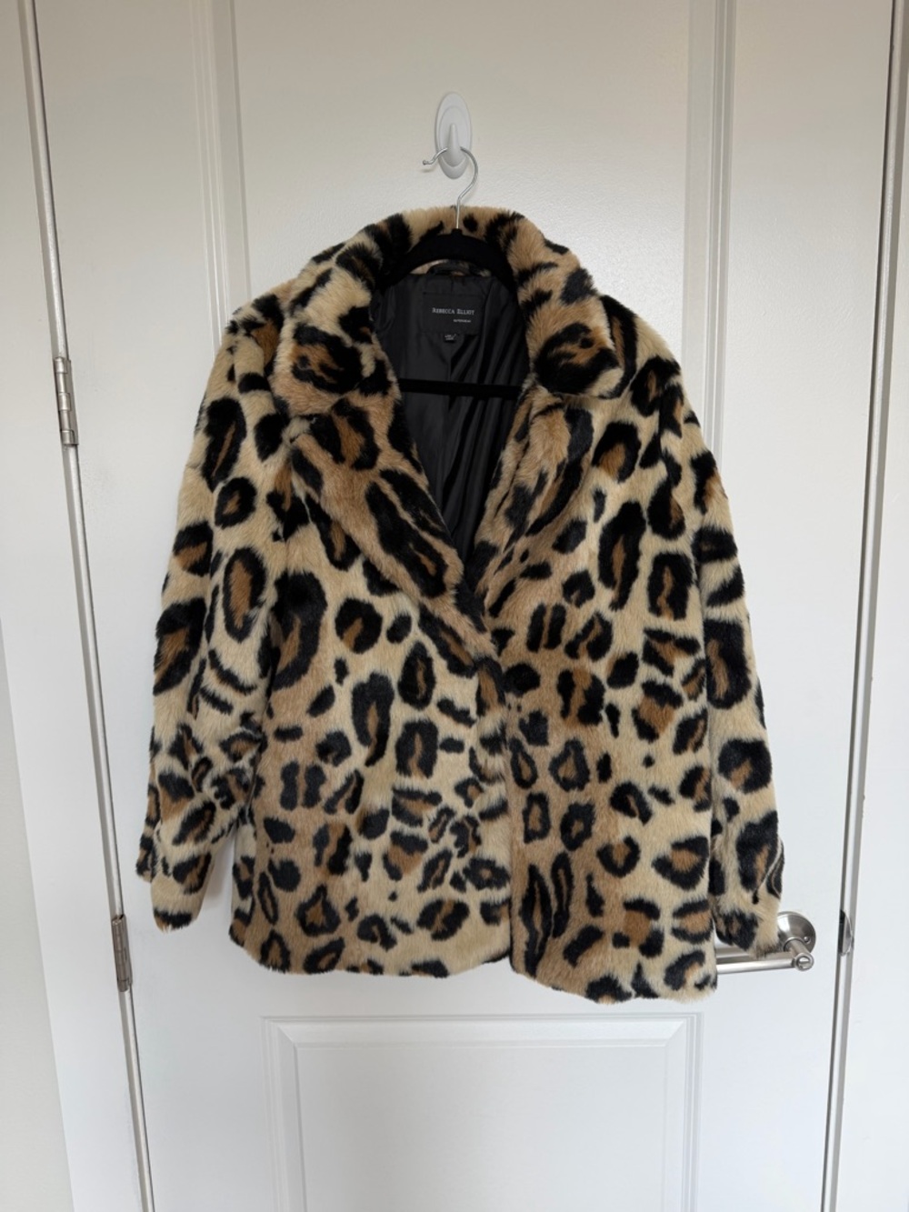 Leopard Print Faux Fur Coat - Women's Jacket
